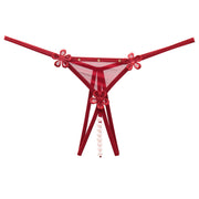 New Transparent Crotch Underwear Ladies Low Waist Hot Pearl-free Massage T-backe