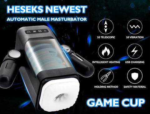HESEKS Automatic Thrusting Vibrating with Heating Masturbation for Men Real Vagina Blowjob Male Masturbators
