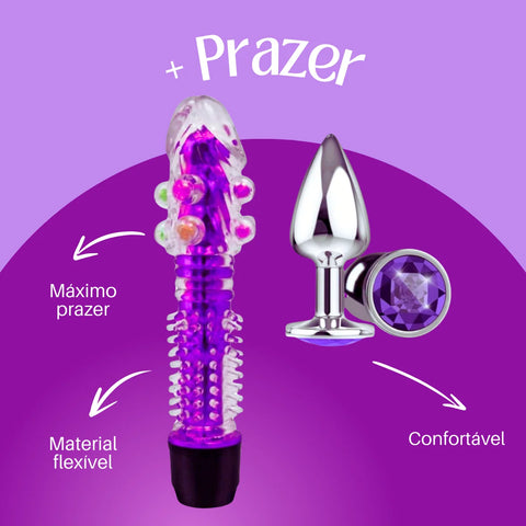 Full Vibrator Kit Dolphin Plug Metal Vibrator Siliconized G-Spot Bullet G-Clitoris Point-Discreet Packing