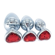 Crystal Heart Shaped Anal Plugs Metal Butt plugs Anal Toys 3 sizes drop shipping