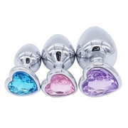 Crystal Heart Shaped Anal Plugs Metal Butt plugs Anal Toys 3 sizes drop shipping