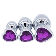 Crystal Heart Shaped Anal Plugs Metal Butt plugs Anal Toys 3 sizes drop shipping