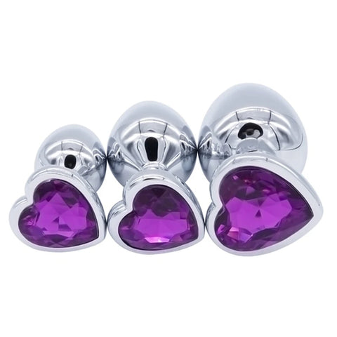 Crystal Heart Shaped Anal Plugs Metal Butt plugs Anal Toys 3 sizes drop shipping