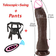 10.6in Long Realistic dildo Black vibrator penis telescopic Swing Heating silicone dildo remote control Dildo Vibrator for wome