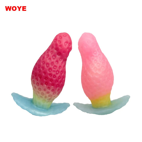 WOYE Liquid Silicone Strawberry Anal Plug Butt Plugs Masturbator Posterior Enlargement Anal Dilators Adult Toys For Men/Women