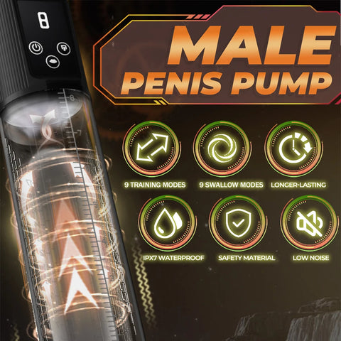 Automatic Electric Penis Vacuum Pump with 9 Suction Levels Thicken Penis Enlargement Enhance Sex Toy Masturbators for Men