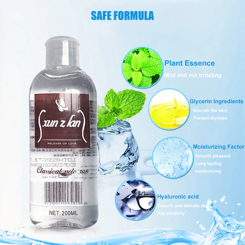 Natural Water Based Lube 200/120ml Human Lubricant Water-soluble Liquid Personal Lubricant Adult Sexual Products for Couples