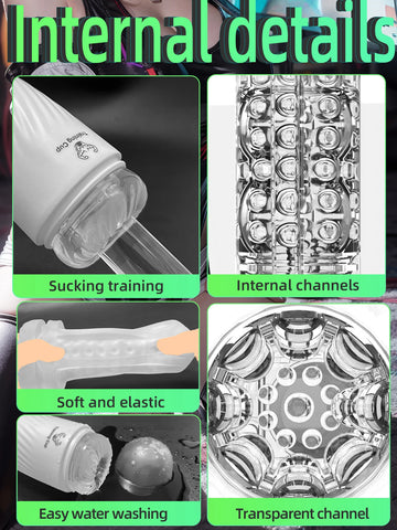 Male Masturbator Transparent Meat Vaginal Masturbation Adult Male Sex Toy Piston Manual Masturbator Cup Penis Massage Trainer