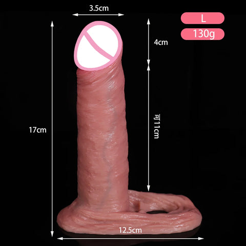 8.66 Inch penis sleeve large realistic reusable condoms cock rings extender penis sleeve with scrotal ring soft dick enlarger
