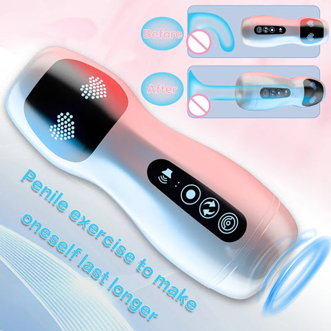 Smart Voice Male Masturbator Cup - Powerful Vibration Pulse & Air Pressure Suction Pleasure Device