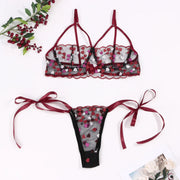 Free Shiping Love Embroidery Bra G-string Thong Sleepwear Sexy Lingerie For Women Plus Size Lingerie Bandage Women's lingerie