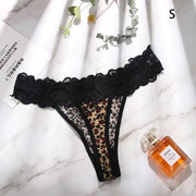 Lingerie Leopard Low waist Bownot Underwear Briefs Leopard Panties Lace Thongs