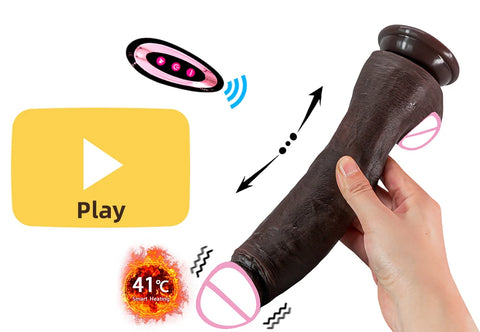 10.6in Long Realistic dildo Black vibrator penis telescopic Swing Heating silicone dildo remote control Dildo Vibrator for wome