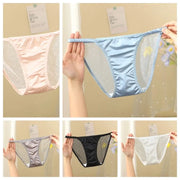 Lingerie Ice Silk Low Rise Briefs Women Cotton Crotch Soft Seamless Lingerie Transparent Korean Mesh Panties Girls