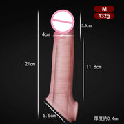 8.66 Inch penis sleeve large realistic reusable condoms cock rings extender penis sleeve with scrotal ring soft dick enlarger