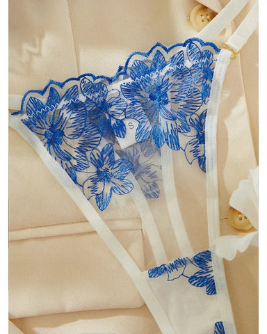 Toucheart Sexy Lingerie Set Blue Sexy Comfortable Lingerie Set For Women Simple Sexy Perspective Lace Pure Lust Lingerie Suit