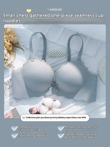 Lingerie Female Small Breasts Gathered Pure Desire to Thicken a Piece of Non-marking Girls Without Steel Ring Sexy Bra
