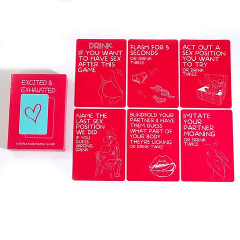 Excited And Exhausted Adult 50X Playing Cards Drinking Card Game Designed For Couples As It Helps To Strengthe