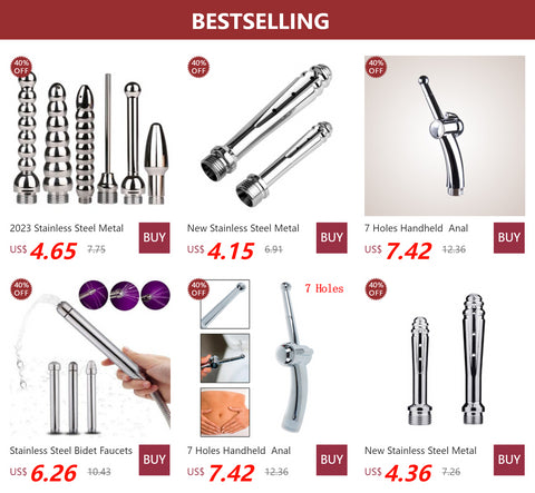 New Stainless Steel Metal Anal Cleaner Bidet Faucets Rushed Anal Douche Shower Cleaning Enemator Enema Butt Plugs Tap Adult