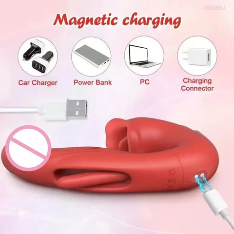 Tongue Vibrator Nipple Clitoral Stimulator G-spot Vaginal Insertion Vibrator Anal Plug Waterproof Dildo Adult Products