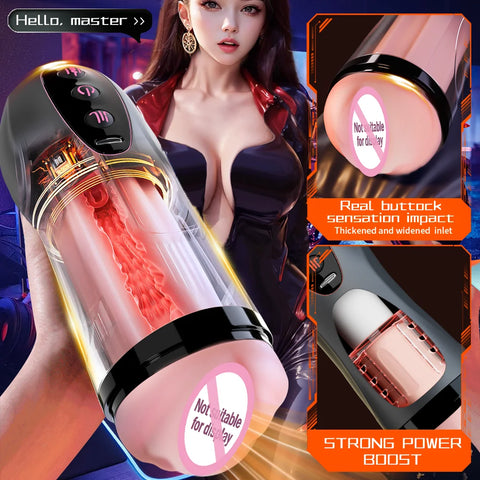 Male Heating Masturbator Cup with Suction Cup Blowjob Sex Machines Pocket Vagina Pussy Glans Trainner Sex Toy For Men