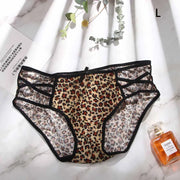 Lingerie Leopard Low waist Bownot Underwear Briefs Leopard Panties Lace Thongs