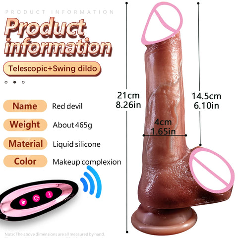 10.6in Long Realistic dildo Black vibrator penis telescopic Swing Heating silicone dildo remote control Dildo Vibrator for wome