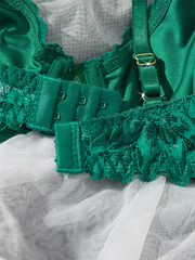 Women Lace Lingerie Ultra Sexy French Thin Bra Sets Intimate Exotic Sets Luxury Erotic Lingerie Dark Green Youth Sexy Lingerie