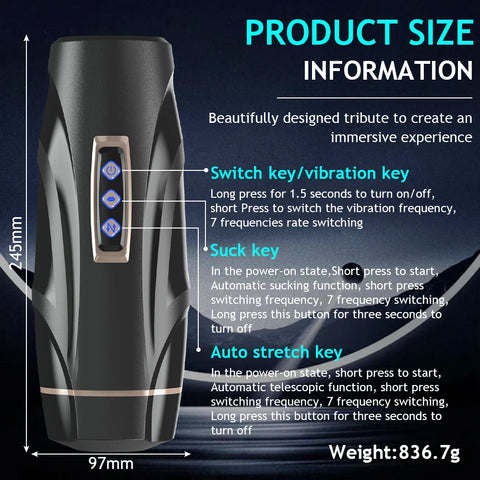 Upgraded  Automatic Thrusting Sucking Male Masturbators 3D Realistic Textured Blowjob Toy Pocket Pussy Stroker Sex Toys for Men