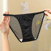 Lingerie Ice Silk Low Rise Briefs Women Cotton Crotch Soft Seamless Lingerie Transparent Korean Mesh Panties Girls