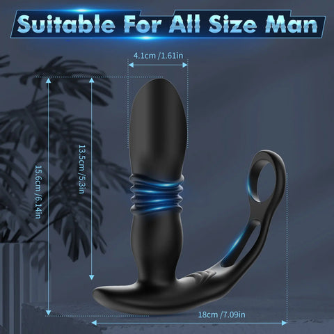 Hannibal Thrusting Vibrating Dual Cock Rings Prostate Massager Anal Vibrator Stimulator Butt Plug Delay Sexy Toys for Men Couple