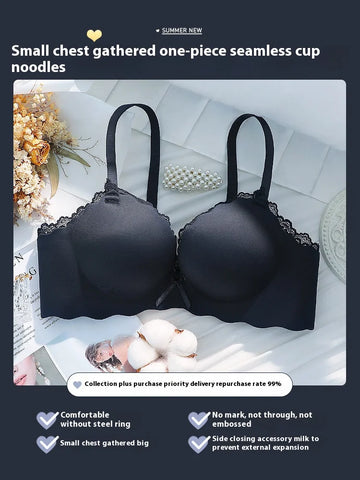 Lingerie Female Small Breasts Gathered Pure Desire to Thicken a Piece of Non-marking Girls Without Steel Ring Sexy Bra