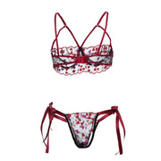Free Shiping Love Embroidery Bra G-string Thong Sleepwear Sexy Lingerie For Women Plus Size Lingerie Bandage Women's lingerie