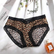 Lingerie Leopard Low waist Bownot Underwear Briefs Leopard Panties Lace Thongs