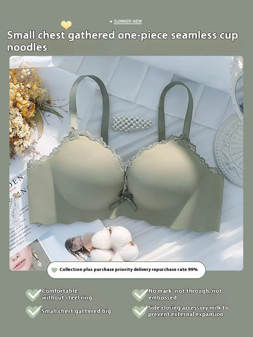 Lingerie Female Small Breasts Gathered Pure Desire to Thicken a Piece of Non-marking Girls Without Steel Ring Sexy Bra