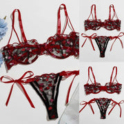 Free Shiping Love Embroidery Bra G-string Thong Sleepwear Sexy Lingerie For Women Plus Size Lingerie Bandage Women's lingerie