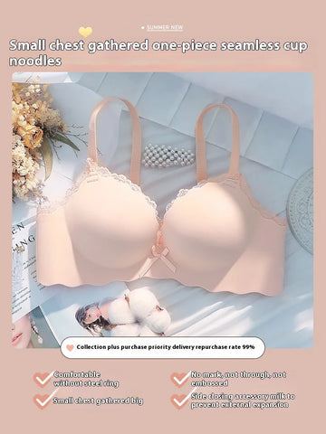 Lingerie Female Small Breasts Gathered Pure Desire to Thicken a Piece of Non-marking Girls Without Steel Ring Sexy Bra