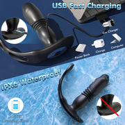 Hannibal Thrusting Vibrating Dual Cock Rings Prostate Massager Anal Vibrator Stimulator Butt Plug Delay Sexy Toys for Men Couple