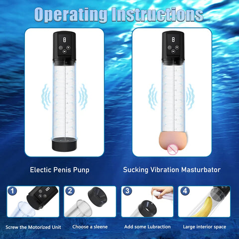 Automatic Electric Penis Vacuum Pump with 9 Suction Levels Thicken Penis Enlargement Enhance Sex Toy Masturbators for Men