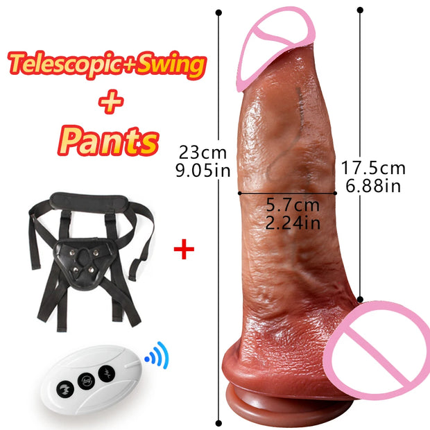Huge Dildo Vibrator Dildo Heating Wireless Remote Telescopic Dildo Vibrator For Women Realistic Penis Swing Dick SexToys