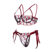 Free Shiping Love Embroidery Bra G-string Thong Sleepwear Sexy Lingerie For Women Plus Size Lingerie Bandage Women's lingerie