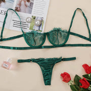 Ladies Sexy Lingerie Set Erotic Lingerie Lace Underwire Bra Set Erotic Exotic Lingerie Fashion Perspective Bra Thong Set