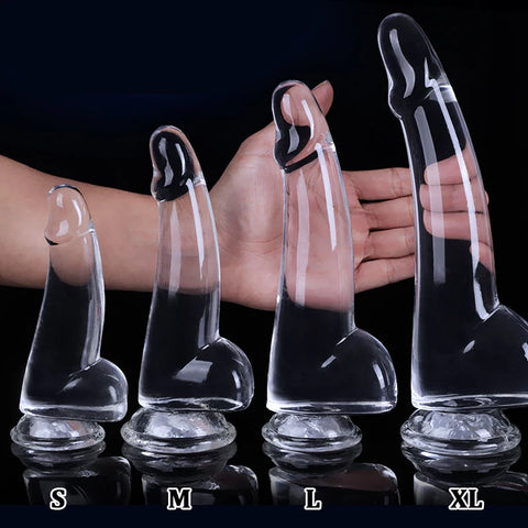 Crystal Simulation Dildo 4size Realistic Dildo For Woman Big Penis Dildo Can Strapon Suction Cup Dildo Transparent Dick Buttplug