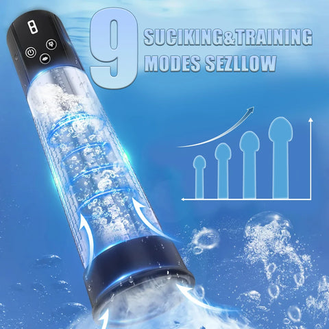 Automatic Electric Penis Vacuum Pump with 9 Suction Levels Thicken Penis Enlargement Enhance Sex Toy Masturbators for Men