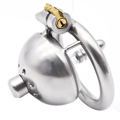 Male Chastity Cage With Stealth Lock Device 304 Steel Cock Rings Horse Eye Urethral Catheter Dilator Penis Plug Urethra Catheter