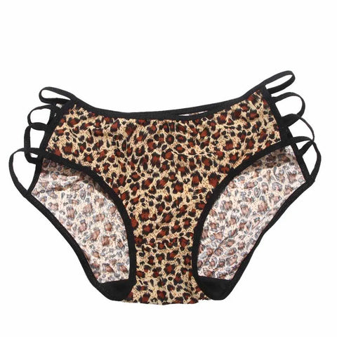 Lingerie Leopard Low waist Bownot Underwear Briefs Leopard Panties Lace Thongs