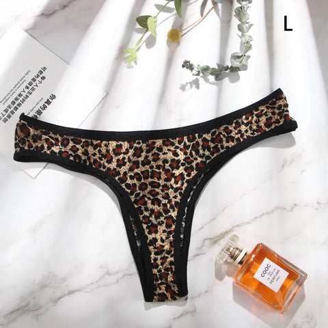 Lingerie Leopard Low waist Bownot Underwear Briefs Leopard Panties Lace Thongs