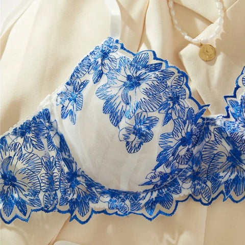 Toucheart Sexy Lingerie Set Blue Sexy Comfortable Lingerie Set For Women Simple Sexy Perspective Lace Pure Lust Lingerie Suit