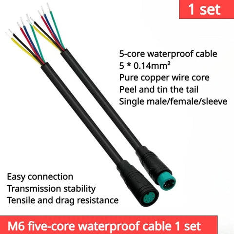 6mm M6 2 3 4 5  Pin male female Julet Electric bike Butt Plug Connector waterproof Scooter Brake Cable Pluger Signal Sensor