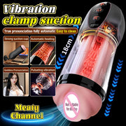 Male Heating Masturbator Cup with Suction Cup Blowjob Sex Machines Pocket Vagina Pussy Glans Trainner Sex Toy For Men